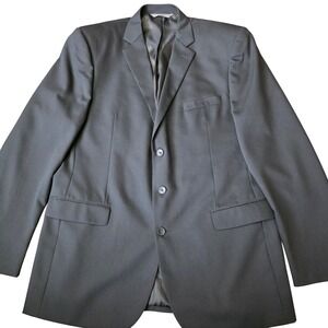 Perry Ellis Portfolio Mens Black Wool Blend 3 Button Blazer Suit Jacket 46XL